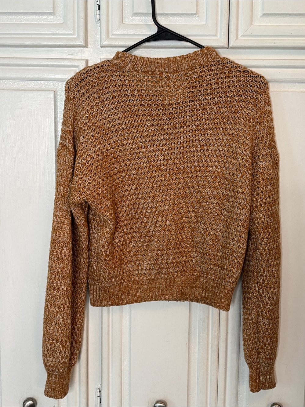Abercrombie & Fitch Women’s XXS Rust Beige Tweed Knit Crewneck Sweater - Picture 3 of 8